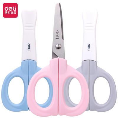 

Deli deli elephant nose shape protective sleeve children scissors students hand-cut color random 6070