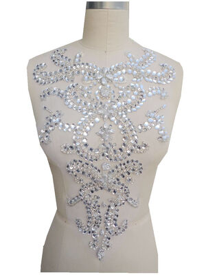 

hand made silver crystal patches trim 4630cm sew on Rhinestones applique for dress accessory