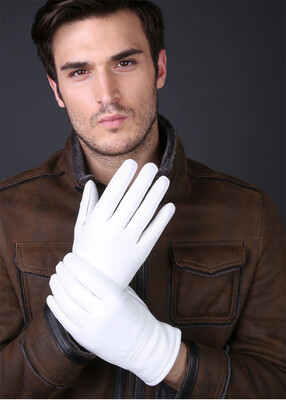 

Svadilfari 2018 Fashion Special Offer Genuine Leather White Gloves man Solid Wrist Buttons Lambskin Driving Glove
