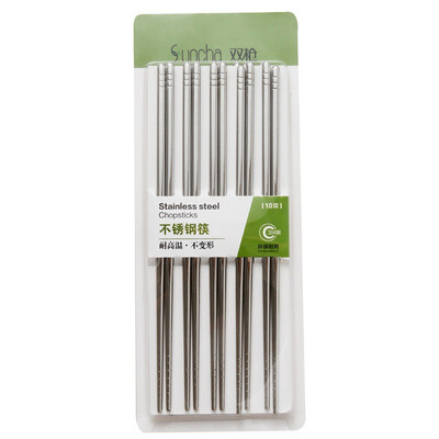 

Double gun Suncha 304 stainless steel chopsticks suit non-slip Japanese gift hotel home 10 double installed KZ3080 smooth coil