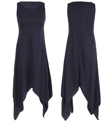 

Stylish Lady Womens Casual Hot Fashion Sleeveless O-neck Sexy Irregular Hem Midi Dress