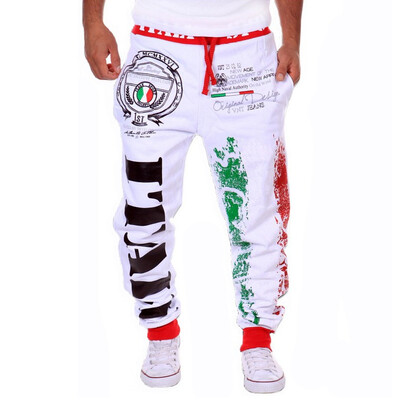 

Zogaa Mens Pant Sports Italy flag Printing Casual