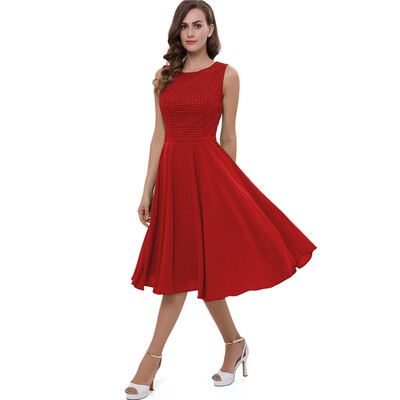

CAZDZY Straps A-Line Lace Tea-Length Cocktail Dress
