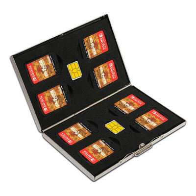 

BUBM game memory card box Nintendo switch ns game card box card set metal storage box silver stainless steel 10 Pack