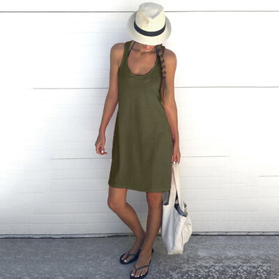 

Womens Knee-Length Tank Top Dress