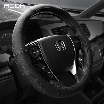 

ROCK car steering wheel cover hand-stitched leather four seasons universal breathable anti-skid automotive supplies black