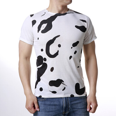 

Mens O-neck Tops Irregular Pattern Print Pullover T-Shirts
