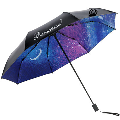 

Paradise umbrella full blackout vinyl UPF50 tri-fold small black umbrella sunny umbrella 30565D nightmare figure