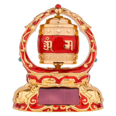 

Snowy Impression Car Decoration Detian Creative Buddhism Solar Turning Wheel Car Interior Jewelry Car Turning Tube 7C Red