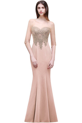 

Royal Blue Mermaid Bridesmaid Dresses ｜ Half Sleeves Prom Evening Dresses