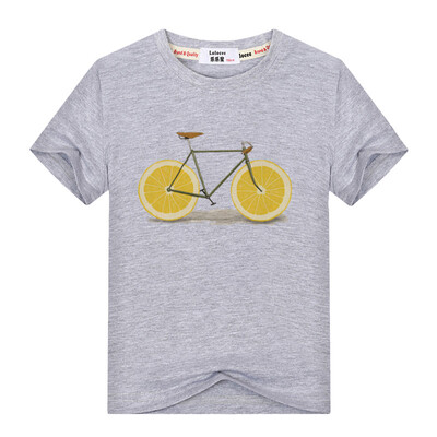 

Summer Funny Fruit Bicycle Print Футболка для девочек Повседневный Хлопок O-образным вырезом Тройники Тетс Детская футболка Одежда