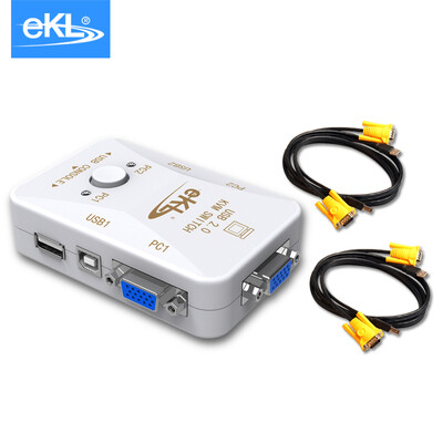 

eKL KVM switch 2 port USB multi-computer VGA switcher video KVM manual two in one out shared mouse&keyboard display printer sharing device 21A