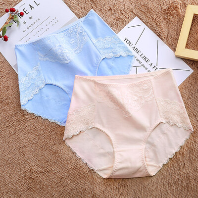 

Yi&cool womens underwear womens lace no trace waist&briefs 2 strips of powder blue powder M