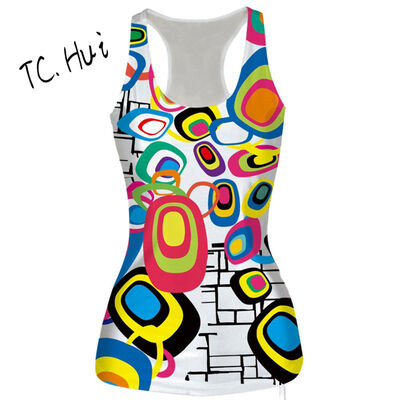 

2018 Europe&the new wild casual vests digital printing in the long section of the Slim vest