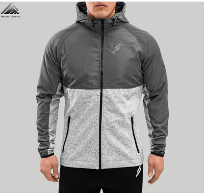 

Muscle Dr fitness brothers spring&autumn new mens sports stitching hooded cardigan casual jacket