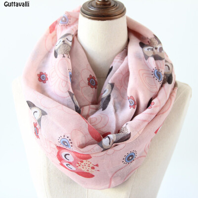 

Guttavalli Women Owls Chevron Ring Shawl Solid Girl Dots Flowers Loop Scarf Soft Bohemia Vintage Animal Stripes Бесконечные шарфы
