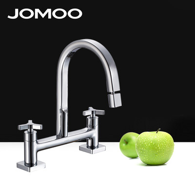 

JOMOO Basin Sink Faucet Bathroom Lavatory Deck Mount Double Handle Chrome Double Hole Bathroom Bridge Faucet Mixer Tap