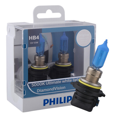 

Philips PHILIPS blue diamond light car bulb headlights halogen lamp high beam lamp low beam 2 sticks HB4 5000K