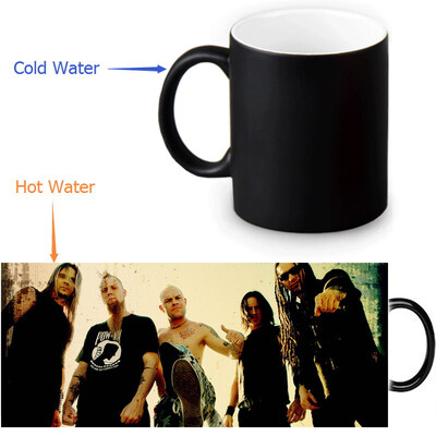 

Пять Finger Death Punch 350ml / 12oz Heat Reveal Mug Color Change Чашка кофе Чувствительные морфинг-кружки Волшебная чашка для чайных чашек