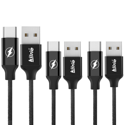 

USB Type C Cable, Kiirie 3Pack (3,3 фута, 2 × 6,6 фута) Нейлоновый плетеный шнур Быстрое зарядное устройство для Samsung Galaxy S8 / S8 Plus, LG, Nexus, Huawei