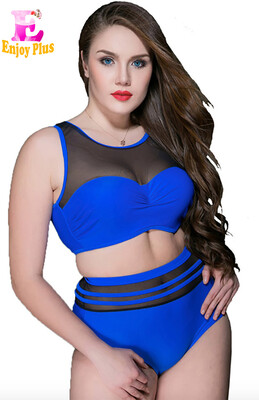 

XXL 3XL 4XL 5XL plus size chest 95-124 cm summer 2018 women bikini big size triangle swimsuit high waist tow piece set