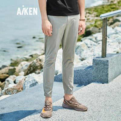 Aiken Aiken Senma brand mens printed casual trousers AK218171307 gray