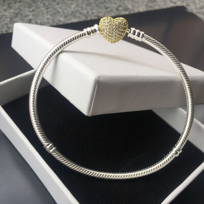 

Top Sale 100 Real Pure 925 Sterling Silver bracelet heart bracelet suitable for Charms Bead Jewelry