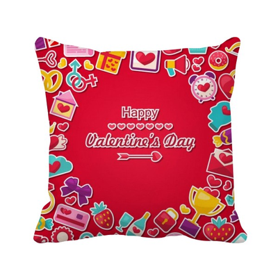 

Red Happy Valentines Day Heart Love Square Throw Pillow Insert Cushion Cover Home Sofa Decor Gift