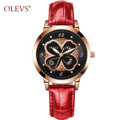 

Relogio feminino OLEVS Модные женские часы Red Leather Ladies Watch Роскошный дизайн бабочки Водонепроницаемый наручные часы reloj mujer