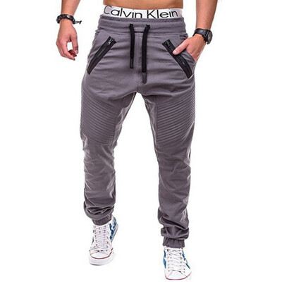 

New Mens Fashion Casual Cotton Pants Male Cotton Sport Pants Solid Colot Drawstring Pants