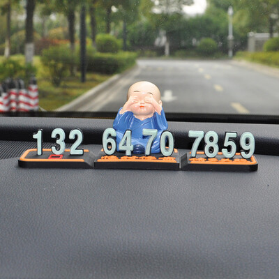 

YUECAR car temporary stop sign stereo small monk phone number mobile car stop sign kung fu models - one fly