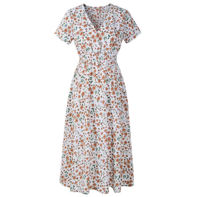 

Try Everything For Women Chiffon Dress Summer Black Short Sleeve Casual Dress 2018 Floral Print V Neck Draped Midi Womens Dress