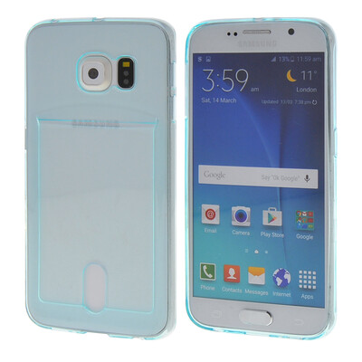 

MOONCASE чехол для Samsung Galaxy S6 Flexible Soft Gel TPU Silicone Skin Slim Durable With Card Slot Cover Blue