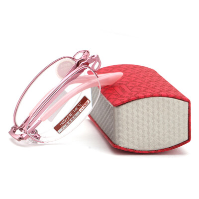 

Sunset red reading glasses lady folding portable PC high lens sheet BX5205 200 degrees