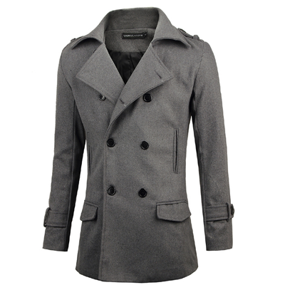 

Zogaa New Mens Wind Coat Wool Slim Double-breasted