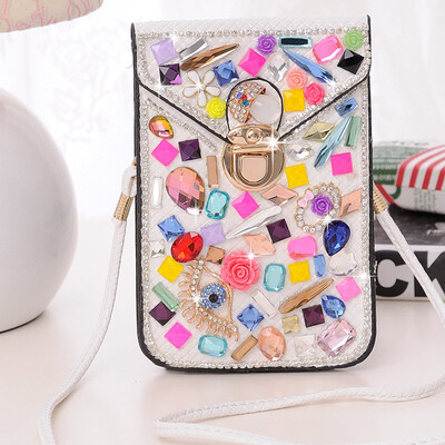 

Luxury flash diamond female messenger bag mini phone bag shoulder bag famour brand designer bags handbags clutch bag