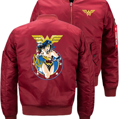 

New Marvel Superhero Justice League Wonder Woman Cosplay Coat Bomber Flight Flying Jacket Winter thicken Warm Zipper Men Jackets