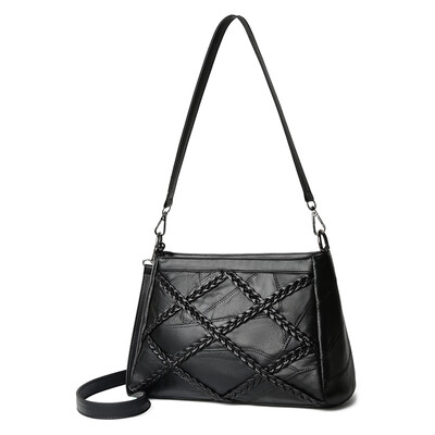 

Leather Women Crossbody Bag Sheepskin Leather Patchwork Messenger Bag Fashion Handbag For Female Daily Clutch