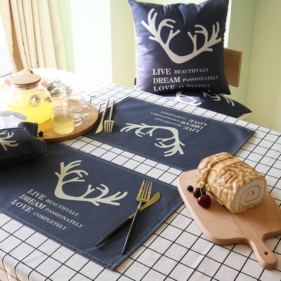 

Yuan Yuan ins Nordic wind fabric placemat insulation pad cotton linen table mat dish mat cup mat antlers