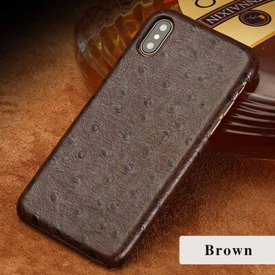 

Genuine Leather Phone Case For iPhone X Case Ostrich Texture Back Cover For 6 6S 7 8 Plus Plus Case