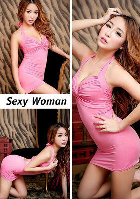 

Sexy Womens V-neck Backless Halter Hip Package Tight-fitting Bodycon Party Mini Dress