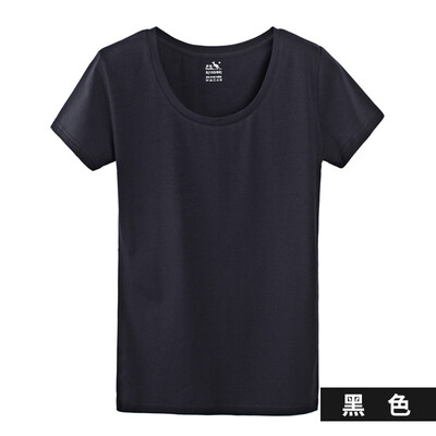 

Kangshu DaiShu solid color simple short-sleeved T-shirt ladies round neck Slim wild cotton bottoming shirt black M