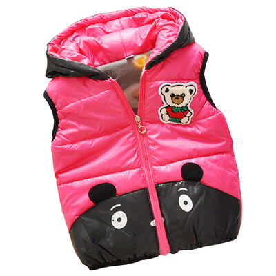 

Kid Child Girl Boy Hooded Quilted Jacket Vest Gilet Bear Outwear Thermal Clothes