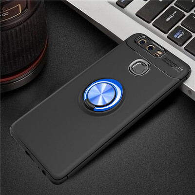 

Huawei P9 Luxury Metal Ring Magnetic Bracket Shockproof Cooling TPU Phone Case