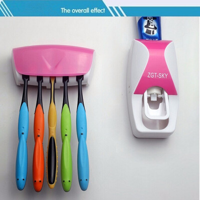 

Cntomlv Fashion Home Automatic Toothpaste Dispenser Toothbrush Holder Bathroom products Wall Mount Rack Bath set Toothpaste