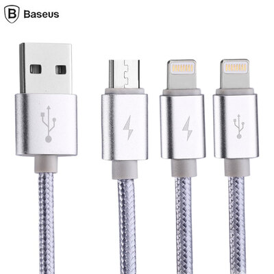 

BASEUS 3 в 1 Двойной 8 Pin + Micro USB зарядный кабель синхронизации данных - 1,2М
