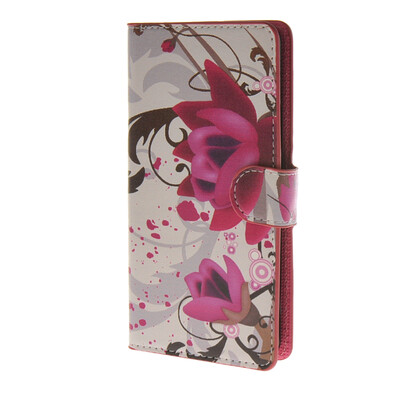 

MOONCASE Flower style Leather Side Flip Wallet Card Slot Stand Pouch Case Cover for Wiko Ridge 4G a03