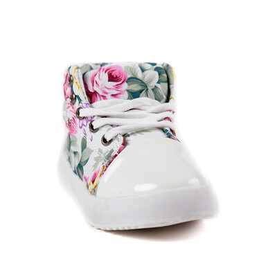 

Child Kids Girl Flower Floral high-top Lace-up Canvas Sneaker walking sport Shoe