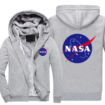 

2018 New USA SIZE Men Winter Autumn Hoodies NASA Space Administration pattern Fleece Coat Baseball Uniform Sportswear Jacket wool
