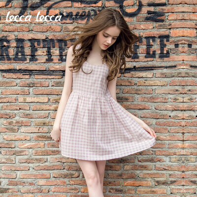 

Lecca lecca Lakrica nightdress female spring&autumn cotton pajamas sleeveless sling cute large size pajamas womens home service LC1401-M091 pink purple